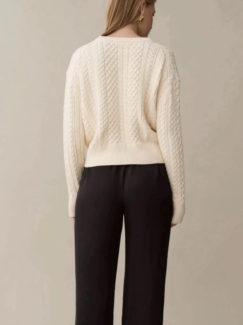 NWT CAARA Women's Cream Cable Chunky Knit Cardigan Sweater Size Medium M23